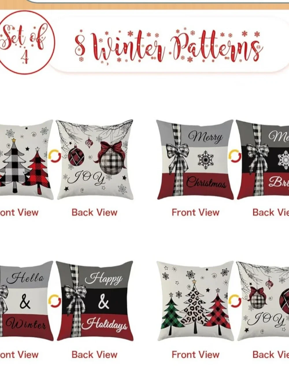 Holiday Merry & Bright Decorative Throw Pillow Covers - Black, Red, Gray
